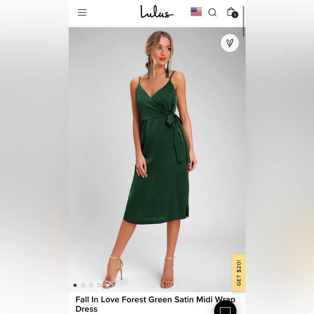 Lulus green midi formal tie dress